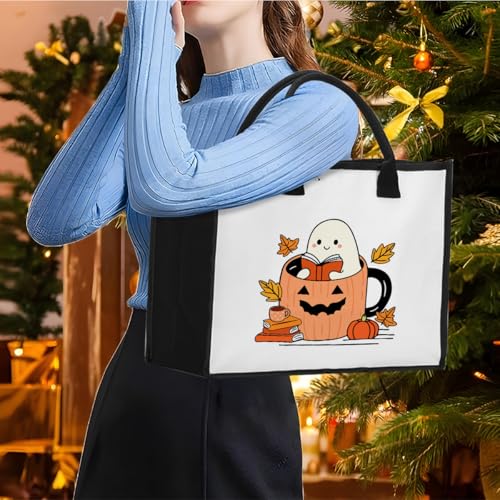 Book Tote Bag Christmas Librarian Bookish Gifts for Women Readers Book Lover - color: Halloween
