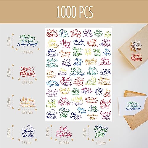1000 PCS Bible Verse Stickers, Clear Inspirational Pray Stickers Encouraging Scripture Decals Jesus Christian Religious Faith Labels for Scrapbooks Bottles Computer Planner Diary Album Kids Adults - color: Colour Text Version