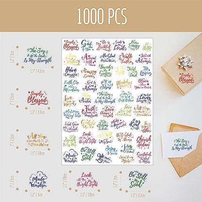 1000 PCS Bible Verse Stickers, Clear Inspirational Pray Stickers Encouraging Scripture Decals Jesus Christian Religious Faith Labels for Scrapbooks Bottles Computer Planner Diary Album Kids Adults - color: Colour Text Version