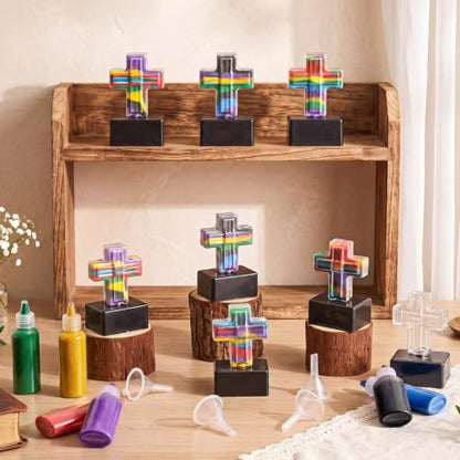 Teyva 90 Pcs Sand Art Cross Craft Kit, 24 Bottles 12 Sand 24 Funnels