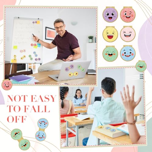 Eaasty 60 Pcs Smile Face Magnetic Bookmarks Bulk, Pastel Bookmark for Book - style: Pastel Smile Face