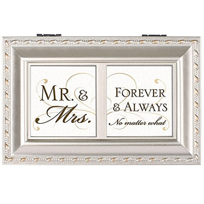 Cottage Garden Mr. and Mrs. Forever Always Champagne Silver Tone Petite Music Box Plays You Light Up My Life