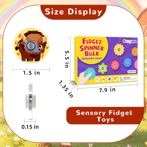 52 Pack Highland Cow Fidget Spinners Bulk Party Favors Classroom Prizes - color: Tl-sa-3-cow