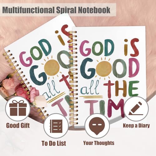 Christian Spiral Notebook Journal 5.5x8.3 Inch, God Is Good Bible Verse Notebooks for Note Taking, Prayer Scripture Journal for Woman, God Is Good Bible Hardcover Notebook - color: God is Good all THE TIME