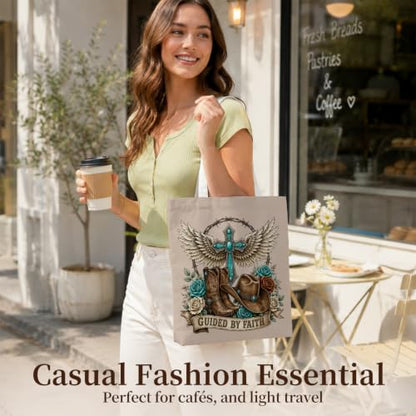Western Cowgirl Canvas Tote Bag Cowgirl Gifts - color: Western Cowboy Theme 10