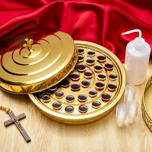 Zhehao 1 Set Communion Tray for Churches with Lid, Golden - color: Golden