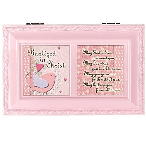 Cottage Garden Baptized in Christ God's Love Matte Pink Jewelry Music Box Plays Jesus Loves Me