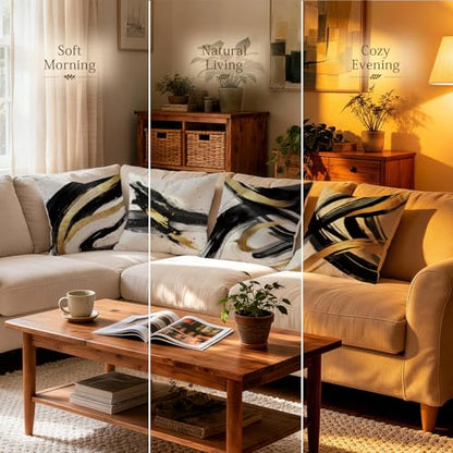 OBSEDE Abstract Black Gold Ink Brush Throw Pillow Covers 18 x 18 Set of 4 - color: Gold Ink Abstract Brushstrokes, size: 18" x 18" (Pack of 4)