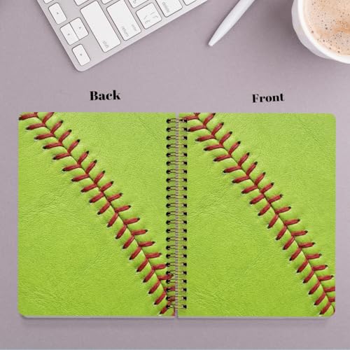 Softball Print Spiral Notebook, Unique Gifts for Softball Fans,5.8x8.3 Inch - color: Softball Stitch