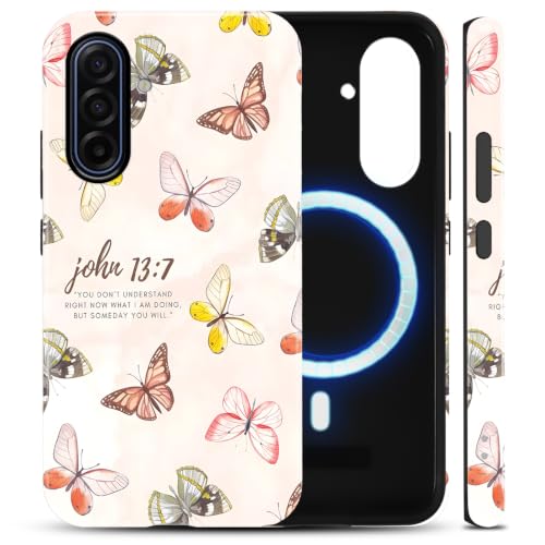 Magnetic Phone Case for Samsung Galaxy A17 6.7'', Christian Bible Verse Compatible with MagSafe, John 13:7 Butterfly Inspirational Quote Protective Case, TPU and Hard PC Shockproof Cover - color: Butterfly, size: for Samsung Galaxy A17