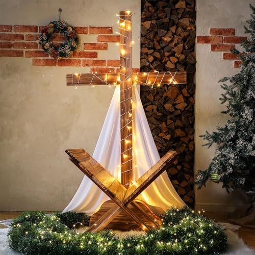 Lineshading Extra Large Christmas Wood Cross Standing Cross, 59 Inch - size: 36.2"L x 10.2"W