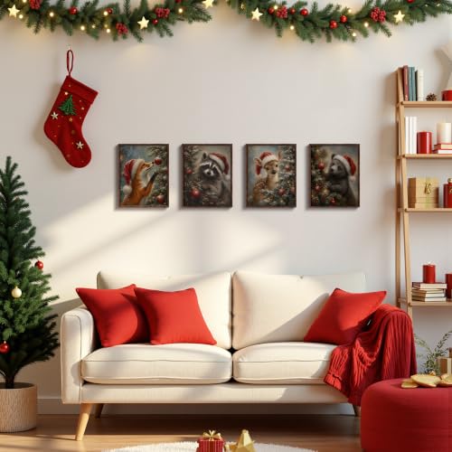 DOFQZ Moody Christmas Tree Animal Wall Art Prints 8x10 Set of 4 - color: 41Child, size: 8*10