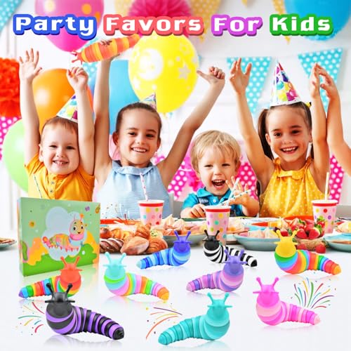 Cevioce 4Pcs Party Favors - Fidget Toys Slugs for Students & Classroom Prizes - Goodie Bag Stuffers for Kids 3-5 Easter Gifts for Boys Girls Easter Basket Stuffers for Kids Toddlers A - style: 4PCS - A -Medium Size