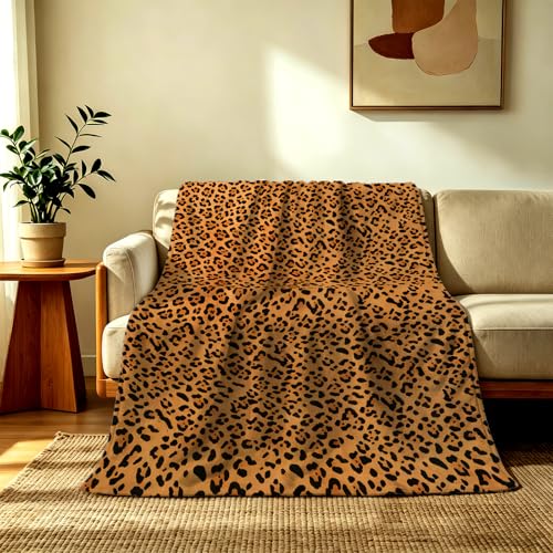 Leopard Print Throw Blanket, Soft Cozy Animal Print Blanket, Lightweight Decorative Cheetah Blanket for Couch, Bed, All-Season Use, 60 x 80 Inch - color: Classic Leopard Print, size: 60*80IN