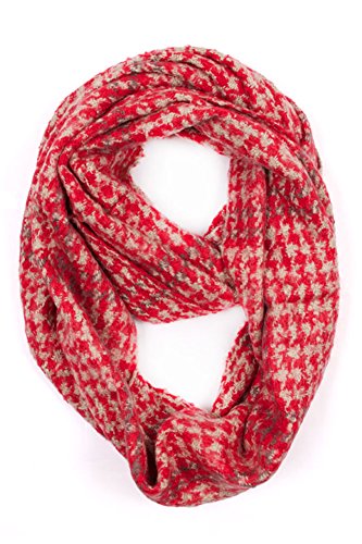 ScarvesMe Women's Check and Plaid Soft Infinity Loop Winter Fall Warm Scarf - color: Lof047_red