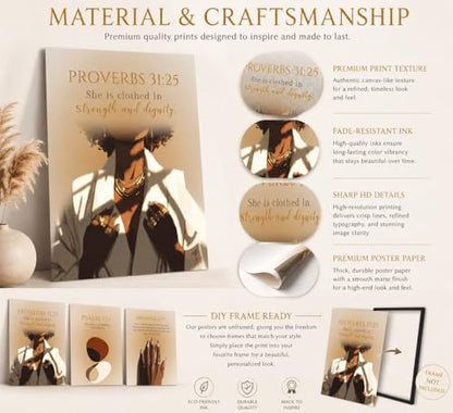IEMIHZUM African American Girl Christian Wall Art Set of 3 16x24in - color: Poster Scripture, size: 24L"X16W"