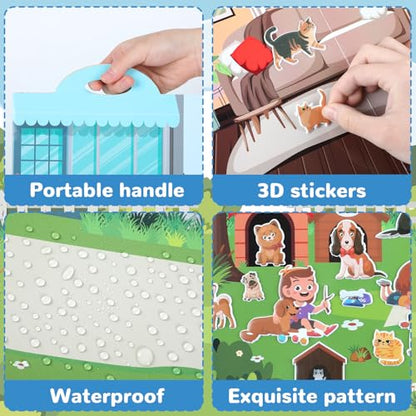 Pet Shop 3D Puffy Sticker Activity Book 100 Reusable Stickers Activities Puppy Sticker Book Cute Dog Cats Christmas Removable Stickers for Gifts Toys Supplies Favor - style: Pet Shop