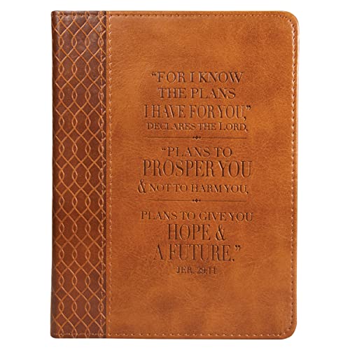 Christian Art Gifts Classic Handy-sized Journal Hope & a Future Jer. 29:11 Bible Verse Inspirational Scripture Notebook w/Ribbon 240 Ruled Pages, 5.7" x 7", Brown