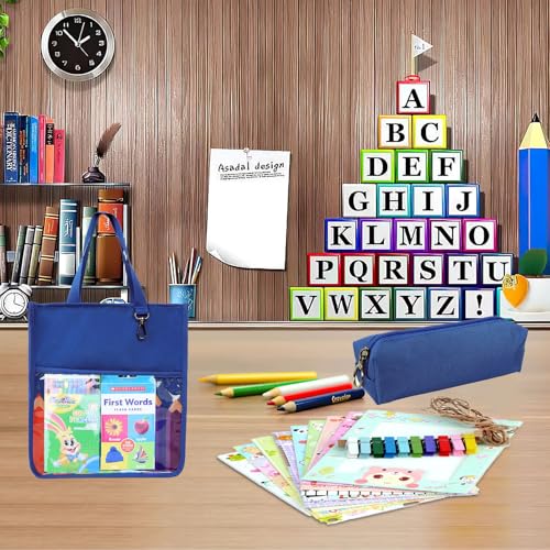 Kids Cute Tote Bags for Boys Girls Ages 4-16,Handbags with Pencil Case, Book Tote Bags with Zipper for School and Playtime (crayon) - color: Crayon