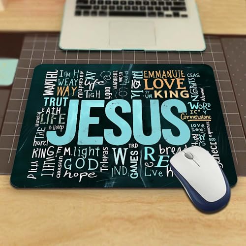 Gaming Mouse Pad Religious Christian Jesus Quotes Non-Slip Rubber Mouse Pad for Computers, Laptop, Office, Home Rectangle Personalized Mousepad 9.5 Inch x 7.9 Inch