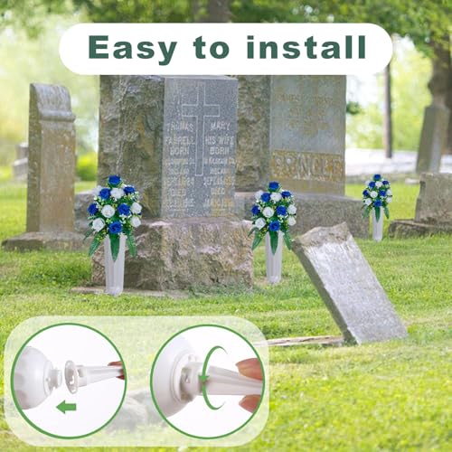 24 Pack Cemetery Vases for Grave Cemetery Vases with Spikes Flower Holder for Cemetery Cemetary Vase Grave Flower Holder Grave Flower Holder for Cemetery - color: Light Gray