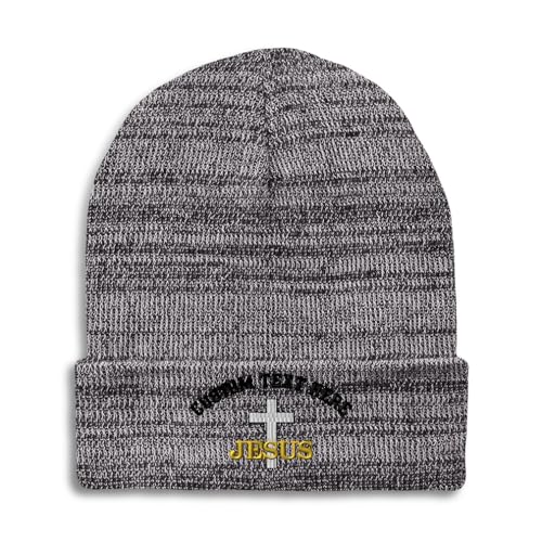 Custom Beanies for Men Christian Cross Jesus Faith Jesus Christ Skull Cap Winter Hats for Women One Size - color: Heather Grey Personalized Text Here