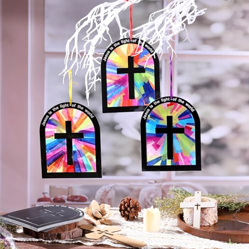 Motipuns 32 Sets Christian Crafts DIY Suncatcher Kit - style: Window