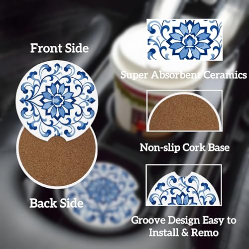 Ceramic Car Cup Coasters 2PCS - Porcelain - color: Porcelain