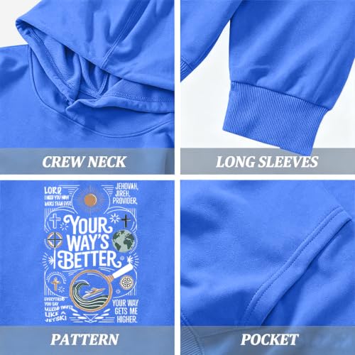 Boys Your Way Better Christian Hoodie Kids Faith God Sweatshirt - color: Blue, size: 13-14 Years