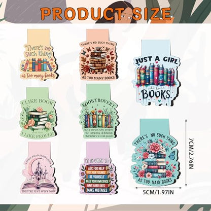 Book Lovers Magnetic Bookmark Gifts - Wxiben 8 Pcs Funny Bookmarks Magnetic for Women Bookworm Book Mark Magnets Page Markers Clip for Women Men Reading Students Teachers Librarian Supplies - style: Book Lovers