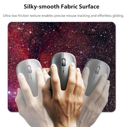 Surprised Space Cat Meme Mouse Pad, Funny Cosmic Kitty Red Nebula Desk Mat - color: Brown Dark Red