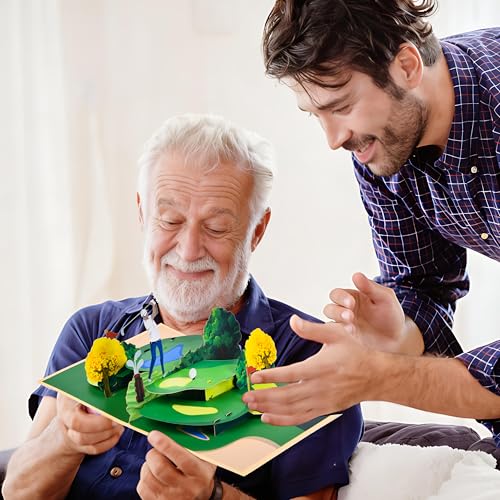 3D Pop Up Interesting Cards for men - Golf theme Greeting Card - color: Golf course