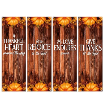 Hosuly 4 Pcs Church Banners for Sanctuary Wall Fall Harvest Banners with Scripture Bible Verses Banner Welcome Inspirational Religious Praise Hanging Signs for Church Decor, 2 x 6 Feet(Retro Style) - size: 2 x 6 Feet, style: Retro Style