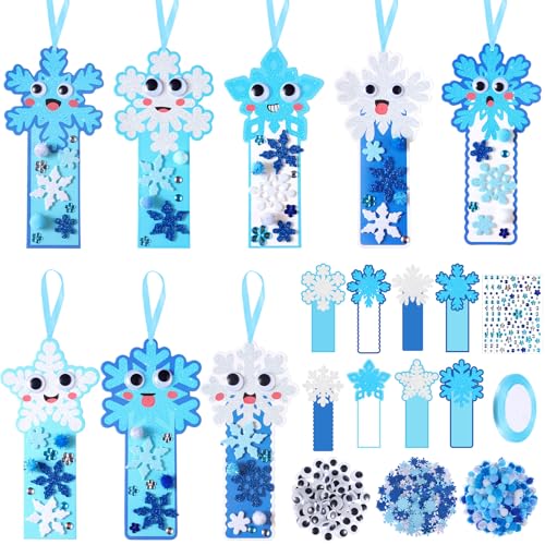 Funrous 48 Sets Crafts Kit Paper Crafts DIY Make Your Own Hanging Ornaments with Pompoms Diamond Stickers for Holiday Classroom Activities Party Favors, Bookmark - style: Bookmark