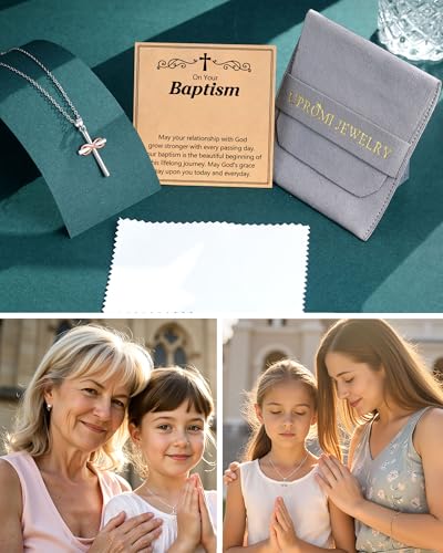 UPROMI Faith, Love & Blessings – Baptism & Confirmation Gifts Infinity Cross Necklace for Women & Girls, Christian Jewelry - style: Baptism