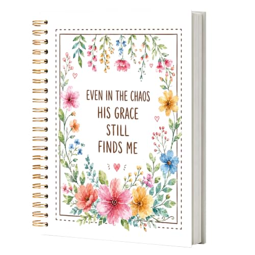 Christian Floral Bible Verse Notebook Journal for Women, 5.5x8.3 - color: white-Floral Bible Verse