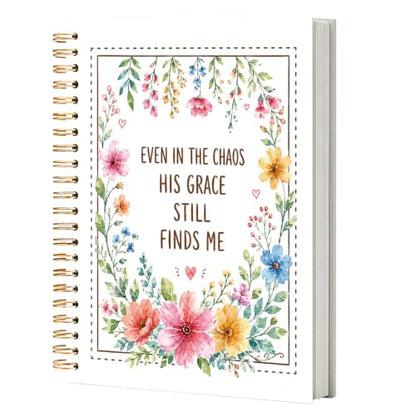 Christian Floral Bible Verse Notebook Journal for Women, 5.5x8.3 - color: white-Floral Bible Verse