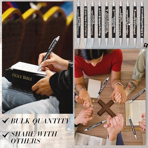 Yeaqee 100 Pcs Motivational Pens, Black, Biblical - color: Black, style: Biblical
