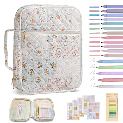 Bible Bag Cover Case for Women Study Supplies Kit Church Book Holder - color: Spliced Flower