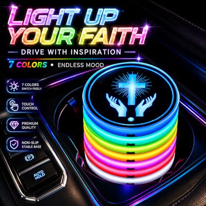 Number 7 Ball Car LED Cup Holder Lights Vibration Sensor Cups Coasters - color: 7th Ball