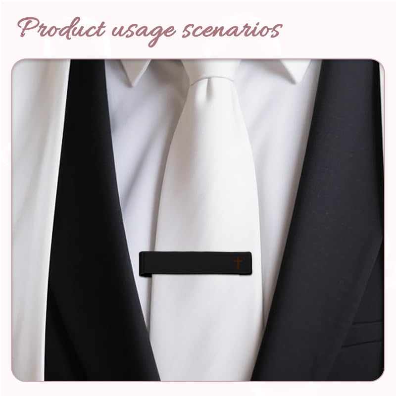 Man Of God Tie Clips 3 Set - Godfather Godson Christmas Engraved Gifts for Men Son Husband Dad Birthday Gifts from Wife - style: be strong and courageous set