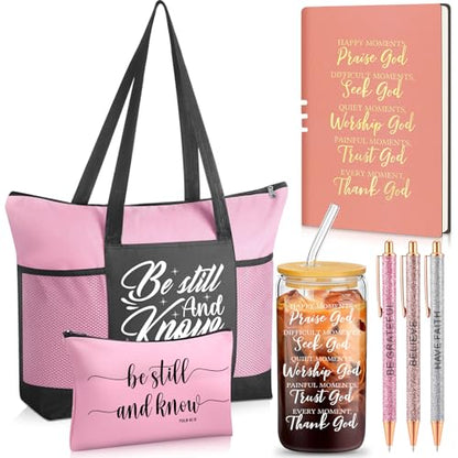 Shinylin 7 Pcs Christian Gift Set for Women Biblical Gifts Women Inspirational Presents Xmas Party Suit - color: Pink