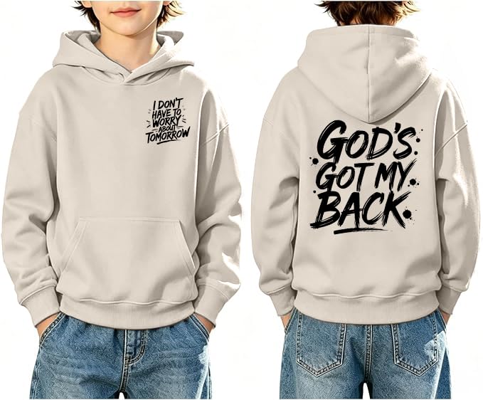 Boys Christian Inspirational Faith Graphic Pullover Hoodie - color: Apricot, size: 5-6 Years