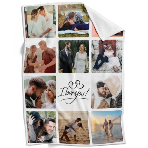 inkArts Personalized Blanket with Photo, Custom Photo Blanket, Customized Picture Blankets, Customizable Blankets, Personalized Anniversary Couple Gifts for Women Men Her Him Girlfriend Boyfriend - color: Photos 11