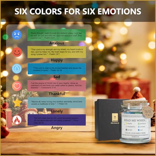 Read Me When Bible Verse Jar, 96 Color-Coded Scripture Cards for Daily Encouragement, Prayer Jar, Christian Gifts for Women & Men, Mother's Day Birthday Prayer & Scripture Gifts (Black)