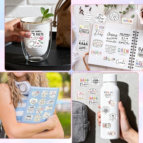 100 Pcs Spanish Inspirational Bible Verse Stickers for Adults - style: Spanish Bible Verse