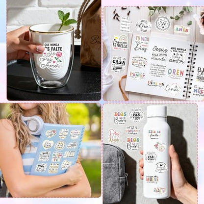 100 Pcs Spanish Inspirational Bible Verse Stickers for Adults - style: Spanish Bible Verse