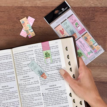 Christian Art Gifts Magnetic Scripture Bookmark Set for Women: - color: Cheerful Cactus Plants