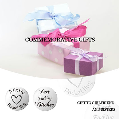 Pocket Hug Token for Women Men Him Birthday Inspirational Gifts for Daughter Friend Long Distance Gifts for Wife Mom - color: Best Fucking Bitches