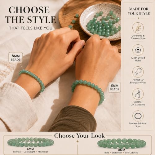 Cherry Tree Collection 100PCS 6mm Green Aventurine Round Bead Craft Kit - color: green aventurine, size: 6mm